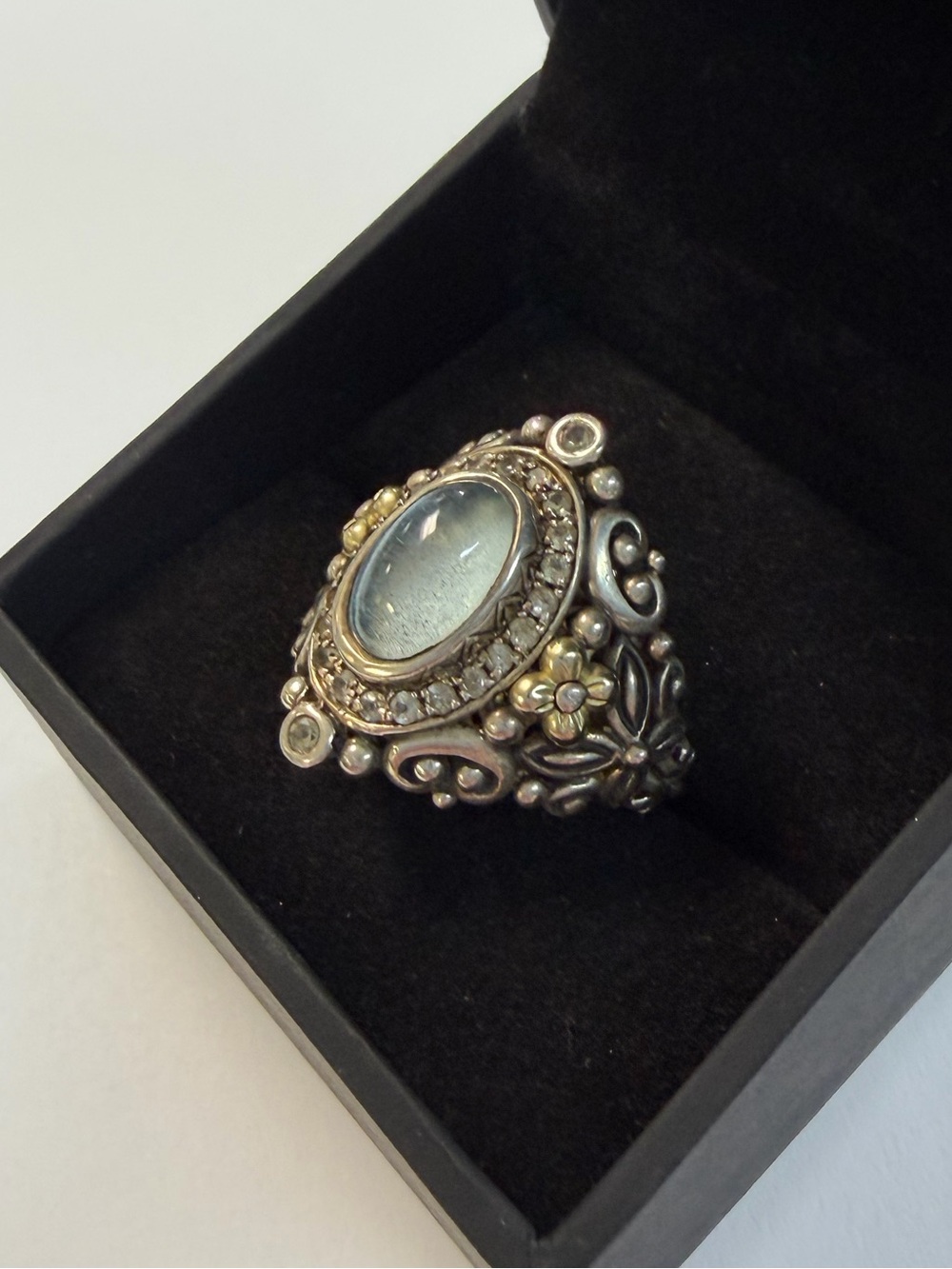 Barbara Bixby 18k & Sterling Silver Shangra-la Blue & White Sapphire Ring Sz 11 - Picture 3 of 7
